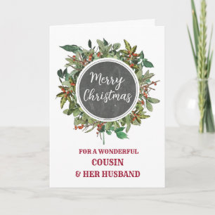 Rustic Cousin and Her Husband Merry Christmas Card