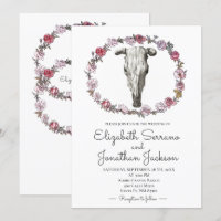 Rustic Cow Skull And Roses Floral Wedding