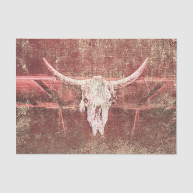 Rustic Cow Skull Brown Beige Texture Grunge Tissue Paper (Front)