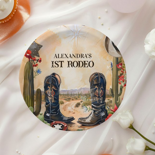 Rustic Cowboy 1st Rodeo Birthday Paper Plate (Creator Uploaded)