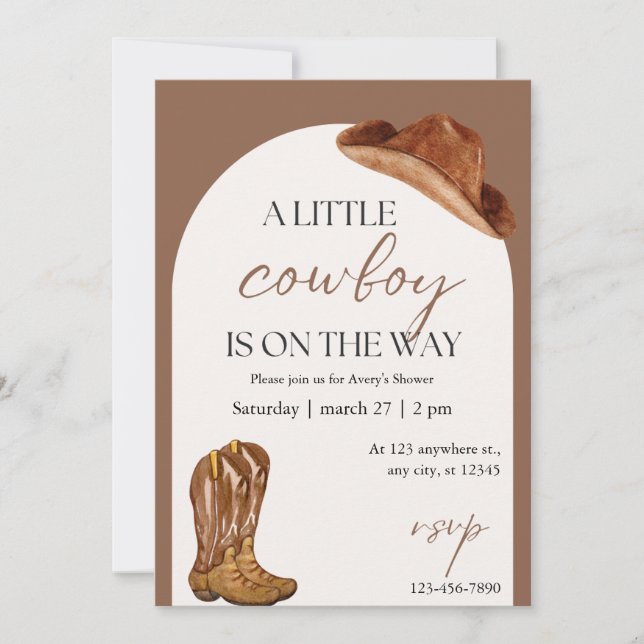 Rustic Cowboy Baby Shower Invitation (Front)