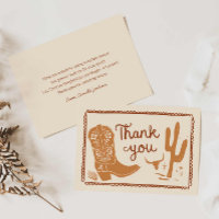 Rustic Cowboy Baby Shower Thank you Card