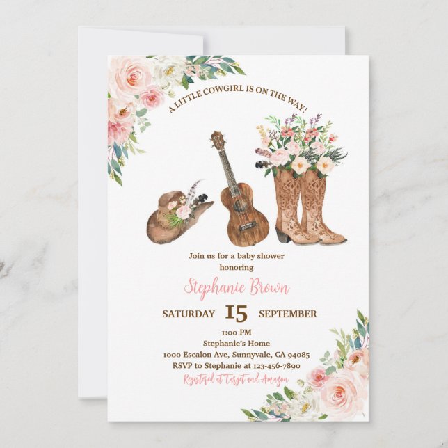 Rustic Cowboy Boots Baby Shower Invitation (Front)