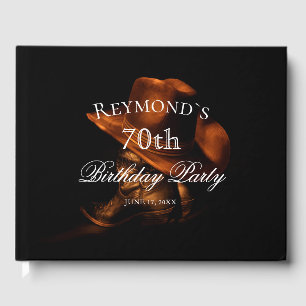 Rustic Cowboy Boots Country Birthday Guestbook