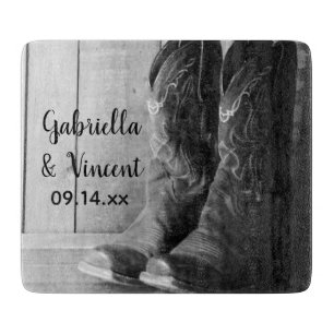 Rustic Cowboy Boots Country Western Wedding Cutting Board