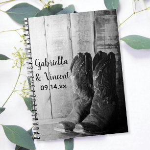 Rustic Cowboy Boots Country Western Wedding Spiral Notebook