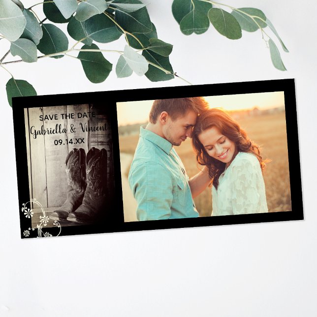 Rustic Cowboy Boots Floral Western Save the Date (Creator Uploaded)