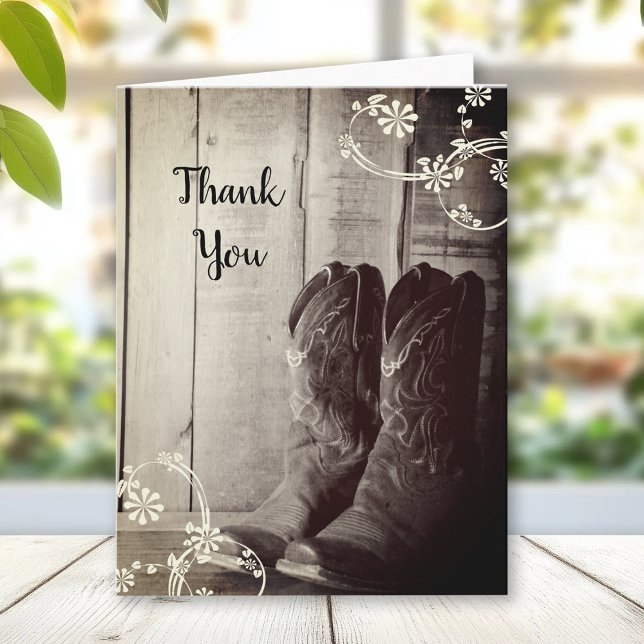Rustic Cowboy Boots Floral Western Thank You (Creator Uploaded)