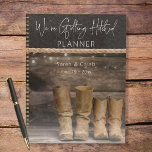 Rustic Cowboy Boots for Two Ranch Wedding Planner<br><div class="desc">This wedding planner notebook lets you share your love of all things rustic and cowboy - worn leather and barnwood, and soft string lights, while keeping all of your appointments and special moments in order. Perfect for a barn, country, or casual wedding venue. Created by Simply Farmhouse Press, with matching...</div>