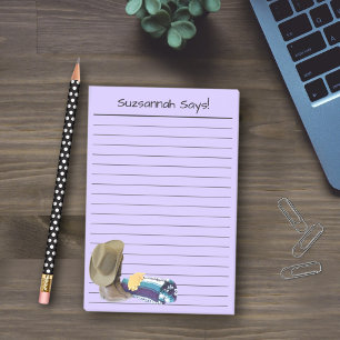 Rustic Cowboy Boots Hat Blue Purple Custom Lined Post-it Notes