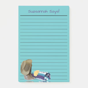 Rustic Cowboy Boots Hat Blue Purple Custom Lined Post-it Notes