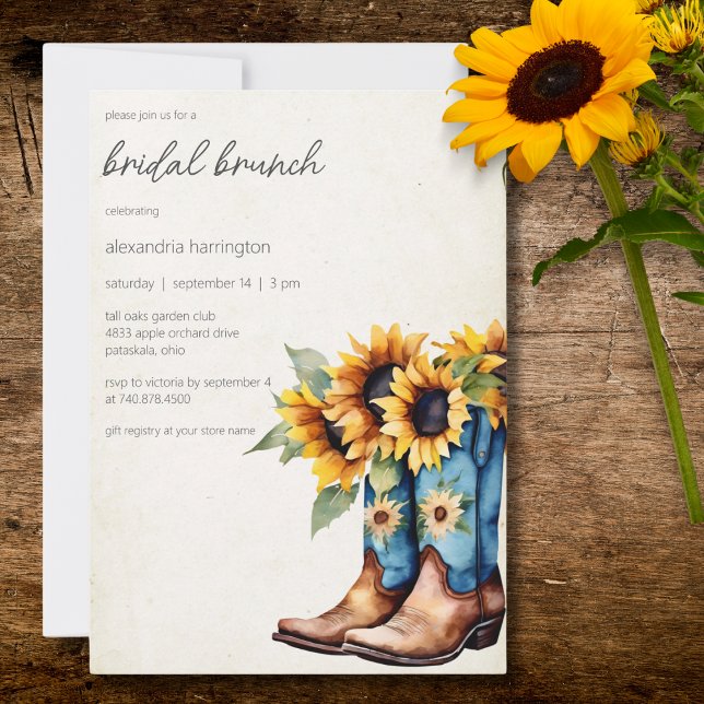 Rustic Cowboy Boots & Sunflowers Invitation (Creator Uploaded)