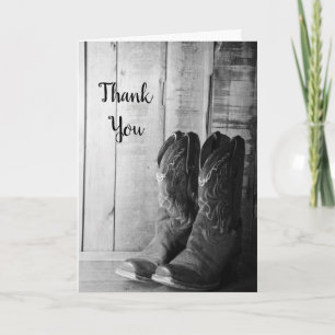 Rustic Cowboy Boots Wedding Groomsman Thank You Card