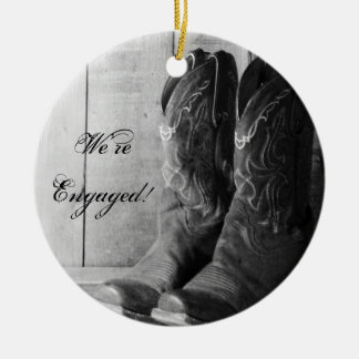 Rustic Cowboy Boots Western Engagement Ceramic Tree Decoration