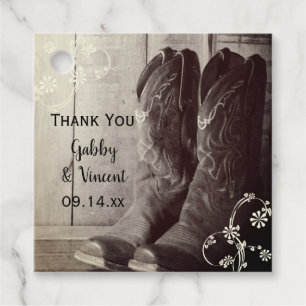 Rustic Cowboy Boots Western Floral Wedding Favour Tags
