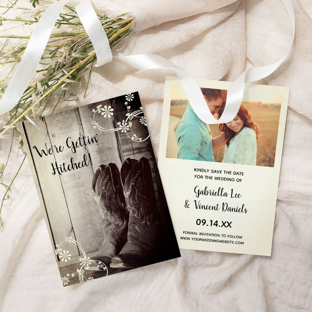 Rustic Cowboy Boots Western Wedding Save the Date Invitation (Creator Uploaded)