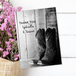 Rustic Cowboy Boots Western Wedding Thank You Note Card