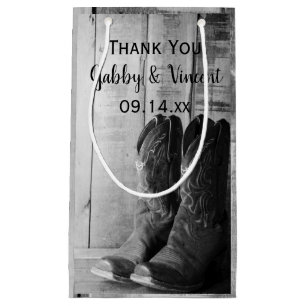Rustic Cowboy Boots Western Wedding Thank You Small Gift Bag