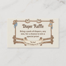 Rustic Cowboy Diaper Raffle Ticket Enclosure Card
