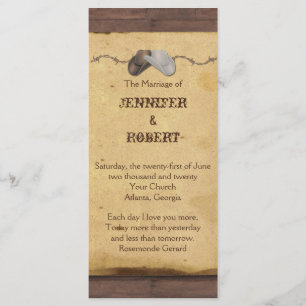 Rustic Cowboy Hats Barbed Wire Wedding Program Programme