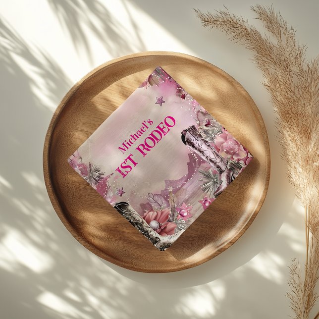 Rustic Cowboy Rodeo 1st Birthday Design Napkin (Creator Uploaded)