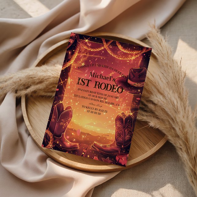 Rustic Cowboy Rodeo 1st Birthday Invitation (Creator Uploaded)