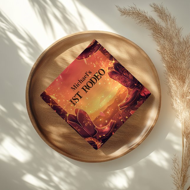 Rustic Cowboy Rodeo 1st Birthday Napkin (Creator Uploaded)