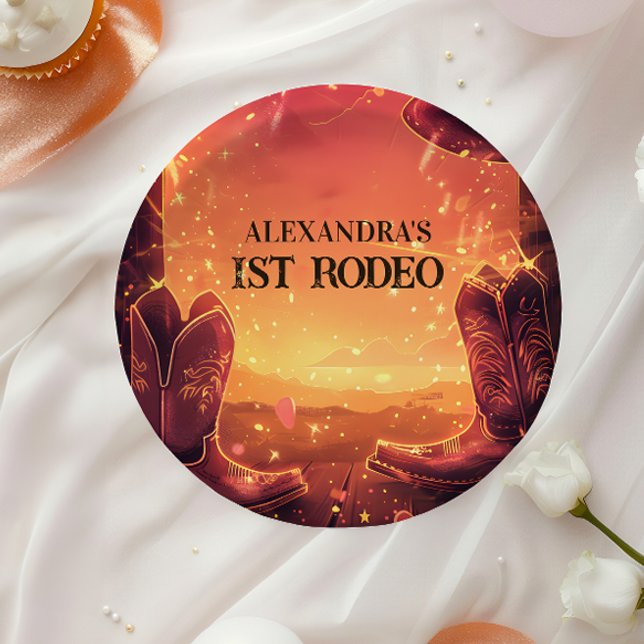 Rustic Cowboy Rodeo 1st Birthday Paper Plate (Creator Uploaded)