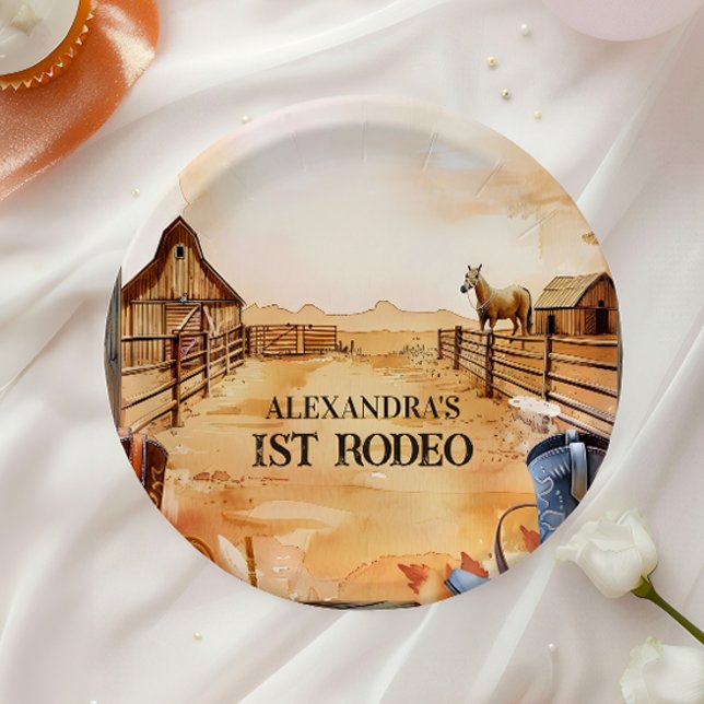 Rustic Cowboy Rodeo 1st Birthday Style Paper Plate (Creator Uploaded)