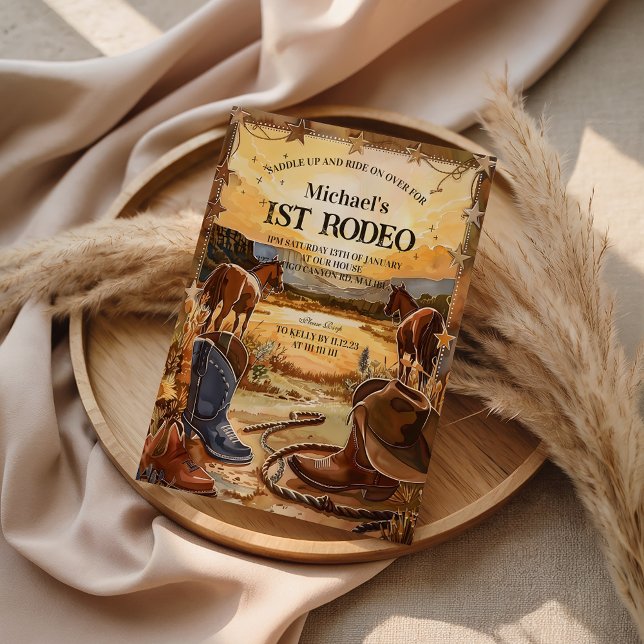Rustic Cowboy Rodeo 1st Birthday Theme Invitation (Creator Uploaded)