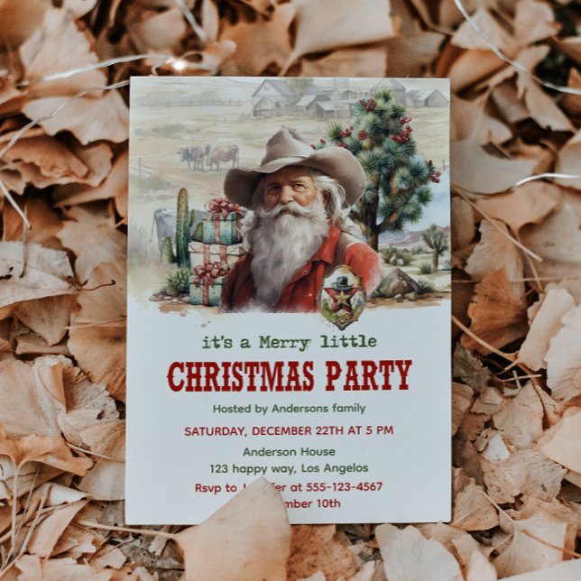 Rustic Cowboy Santa Christmas Party                Invitation (Creator Uploaded)