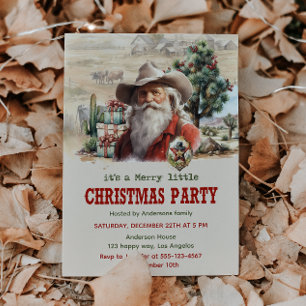 Rustic Cowboy Santa Christmas Party                Invitation