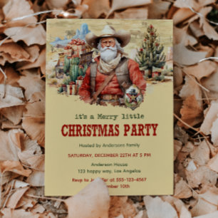 Rustic Cowboy Santa Western Christmas Party        Invitation