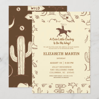 Rustic Cowboy Western Baby Shower Invitation