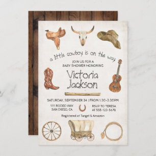 Rustic Cowboy Western Baby Shower Invitation