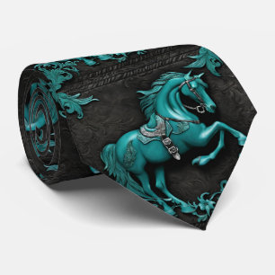 Rustic Cowboy Western Country Turquoise Horse Tie