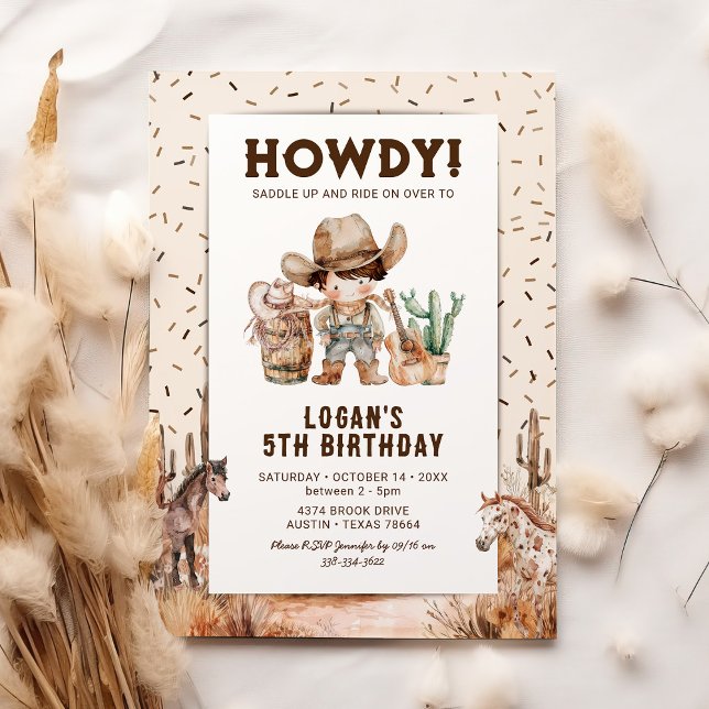 Rustic Cowboy Western Kids Birthday Invitation (Creator Uploaded)