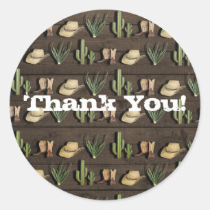 Rustic Cowboy Western Rodeo Wooden Birthday Party Classic Round Sticker