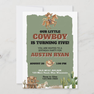 Rustic Cowboy Western Themed Birthday Invitation