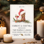 Rustic Cowboys and Cocktails Christmas Party Invitation<br><div class="desc">Watercolor Western Cowboys and Cocktails party invitations . Features a cowboy boot with Santa hat, garlands, christmas lights, horseshoe and a festive cocktail. Great for your Western Themed Holiday Chritmas Party! All wording can be changed. To make more changes go to Personalise this template. On the bottom you’ll see “Want...</div>