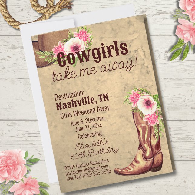 Rustic Cowgirl 30th Birthday Nashville Invitation (Creator Uploaded)