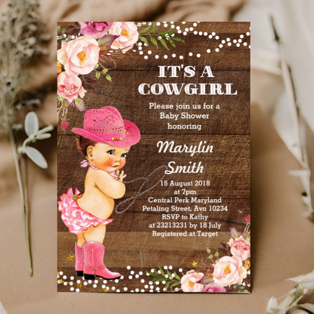 Rustic Cowgirl Baby Shower Card (Creator Uploaded)