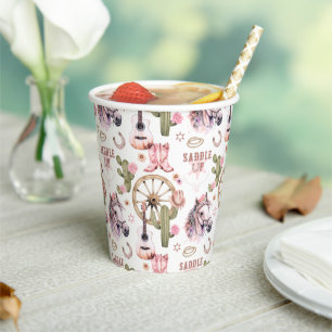 Rustic Cowgirl Baby Shower Pink Western Cup