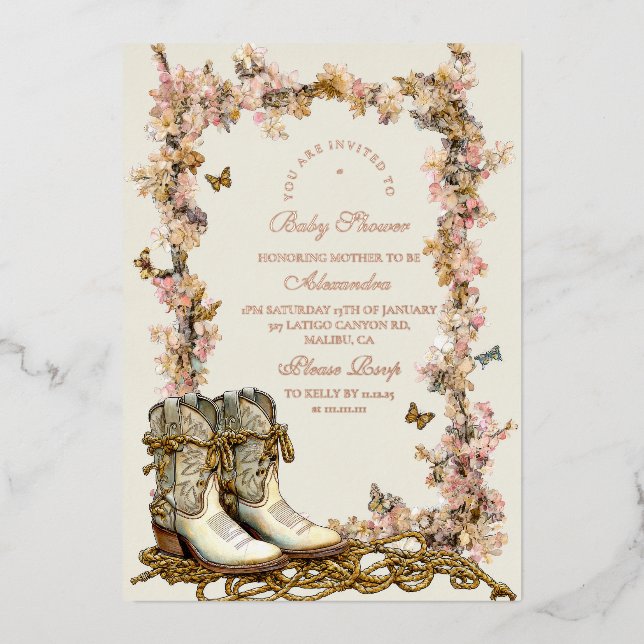 Rustic Cowgirl Boots Baby Shower (Front)