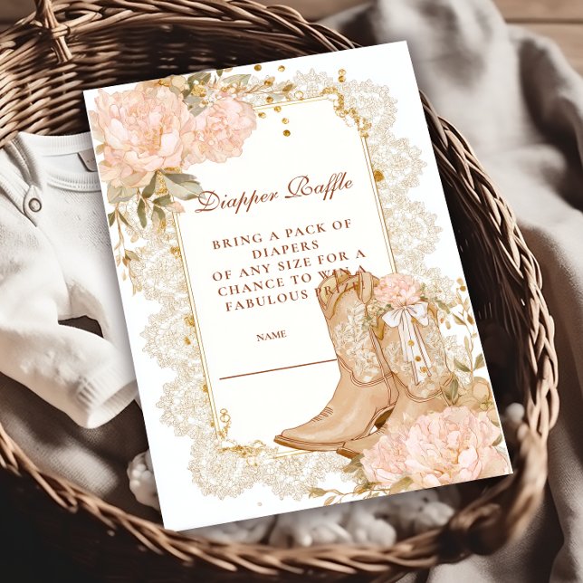 Rustic Cowgirl Boots Flora Diapper Raffle  Enclosure Card (Creator Uploaded)