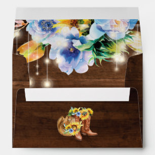 Rustic Cowgirl Boots Floral String Lights Envelope