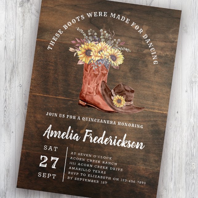 Rustic Cowgirl Boots Quinceanera Invitation (Creator Uploaded)