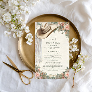 Rustic Cowgirl Hat Lace Wedding Enclosure Card