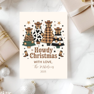 Rustic Cowgirl Howdy Western Christmas Holiday Card