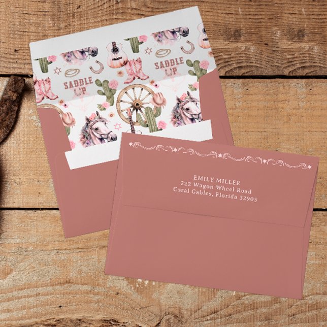 Rustic Cowgirl Western Baby Shower Addressed Maile Envelope (Cowgirl Envelope)